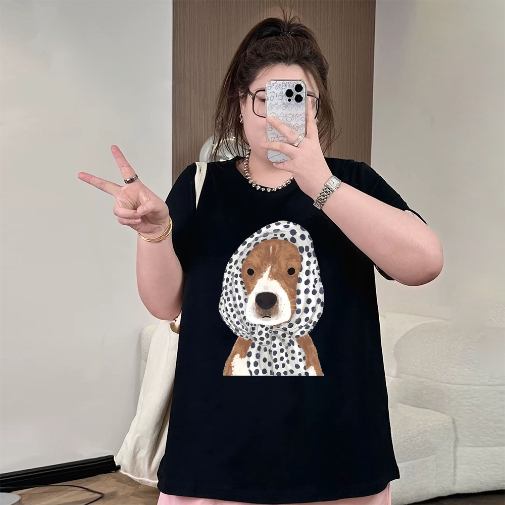 Teddy Tee เสื้อยืดสาวอวบ สวมใส่สบาย เสื้อลายหมา สาวอวบ พรางหุ่น ไม่แน่น ผ้าฝ้าย100% เสื้อน่ารัก xxxl ราคา ถูกที่สุด ดีลบีเคเค แกลเลอรีภาพที่ 3