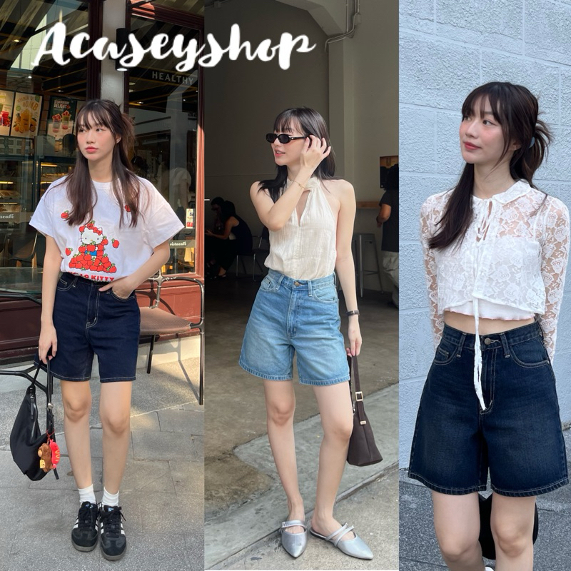Acasey กางเกงยีนส์ผู้หญิง ขาสั้น รุ่น Puffy Short Jeans S-42