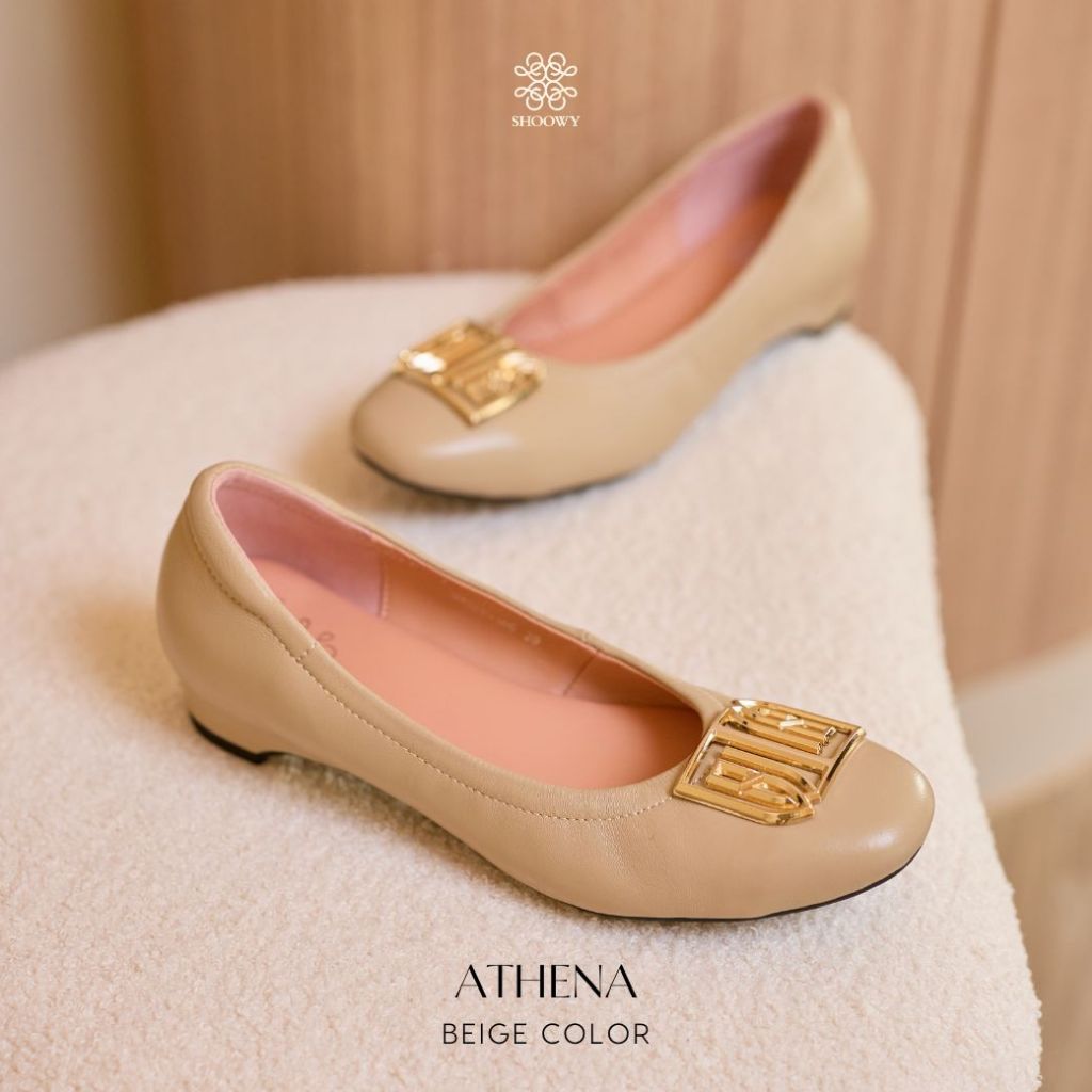 Shoowy รองเท้าหนังแกะรุ่น Athena Beige Color (สีเบจ)