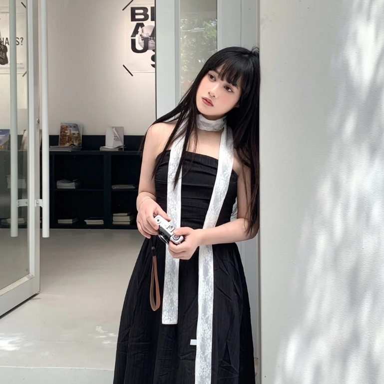 🇹🇭พร้อมส่งจากกทม. Long Lace Ribbon Choker โชคเกอร์ผ้าลูกไม้แบบยาว มีสีขาว/ดำ