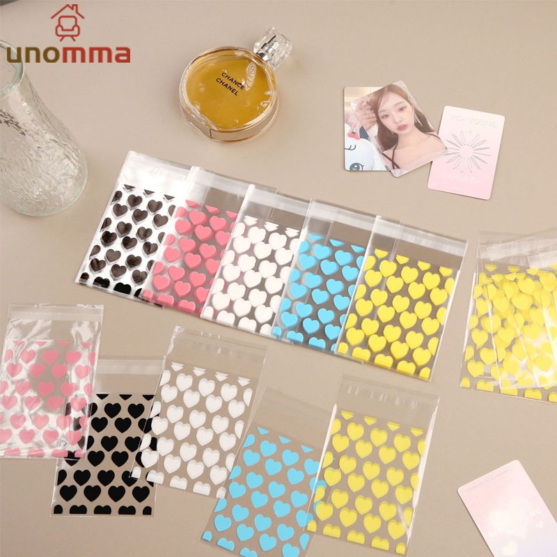 🎈50pcs ถุงกาวตนเอง การ์ตูนรูปหัวใจกระเป๋ากาวตนเอง Idol Photo Card การ์ดเก็บกระเป๋า Star unomma