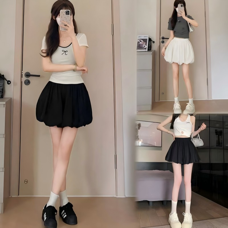 🌸Swift Bra🌸กางเกงแฟชั่นขาสั้นทรงบัลลูน🎈กางเกงขาสั้น Y2k Skirt pants เอวสูง มีซักใน มีกระเป๋า ผ้าดี