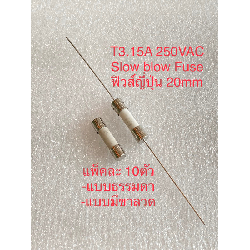 (10ชิ้น) Slow blow Fuse T3.15A 250VAC T3.15AH 250VAC 20mm ฟิวส์กระเบื้อง 3.15A 250V ฟิวส์เซรามิก 3.1