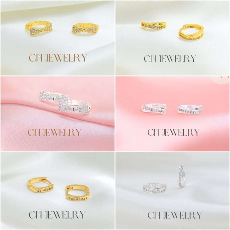 [⚡️ลดเพิ่ม 30% เก็บโค้ดหน้าร้าน] 1คู่ ต่างหูห่วง CZ (วัสดุอย่างดี ไม่ลอกดำ แพ้ง่ายใส่ได้) CN Jewelry