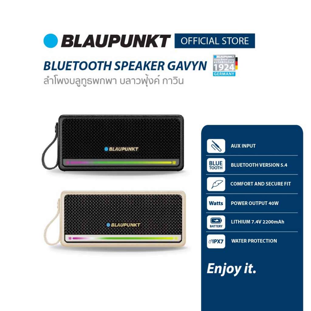 BLAUPUNKT ลำโพงบลูทูธพกพา 20 วัตต์  BLUETOOTH SPEAKER รุ่น GAVYN แบตเตอรี่ 2000mAh เวอร์ชั่นระบบ 5.4 ราคา ถูกที่สุด ดีลบีเคเค แกลเลอรีภาพที่ 4