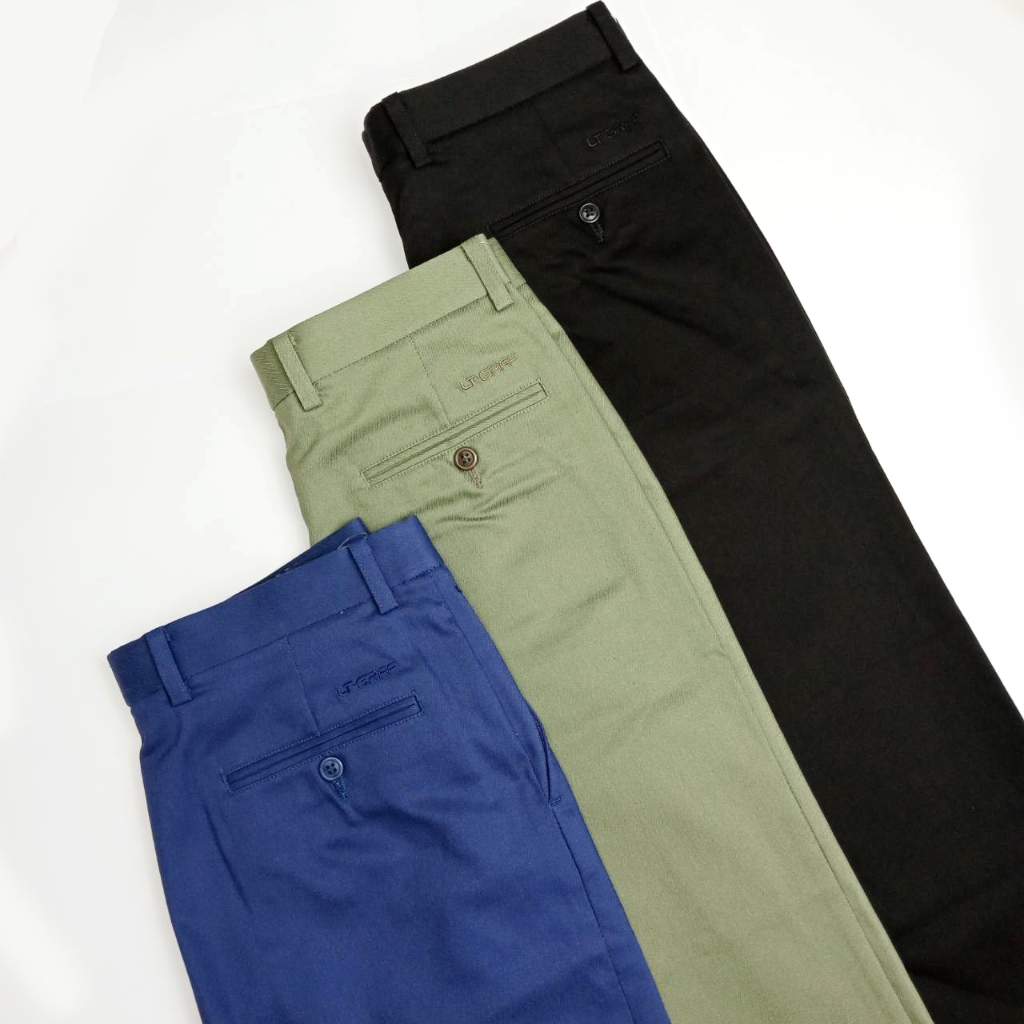 LT.Grff กางเกงทำงานผู้ชาย ขายาวไม่มีจีบ ผ้ามีความยืดหยุ่น