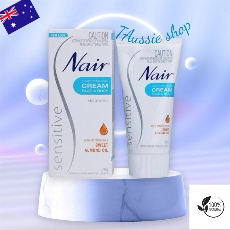 Nair ครีมกําจัดขน(บนใบหน้า-รักแร้-ขนน้องสาว) 75 g แท้100% สูตรอ่อนโยน จากประเทศออสเตรเลีย