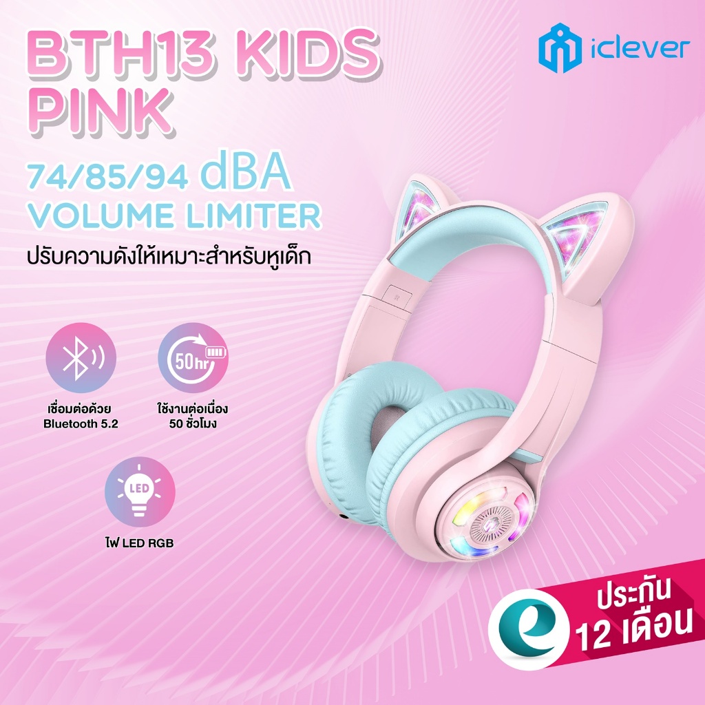 [ปลอดภัยสำหรับหูเด็ก] หูฟังเด็ก iClever BTH13 Kids Headphones BT หูฟังสำหรับเด็ก หูฟังครอบหู