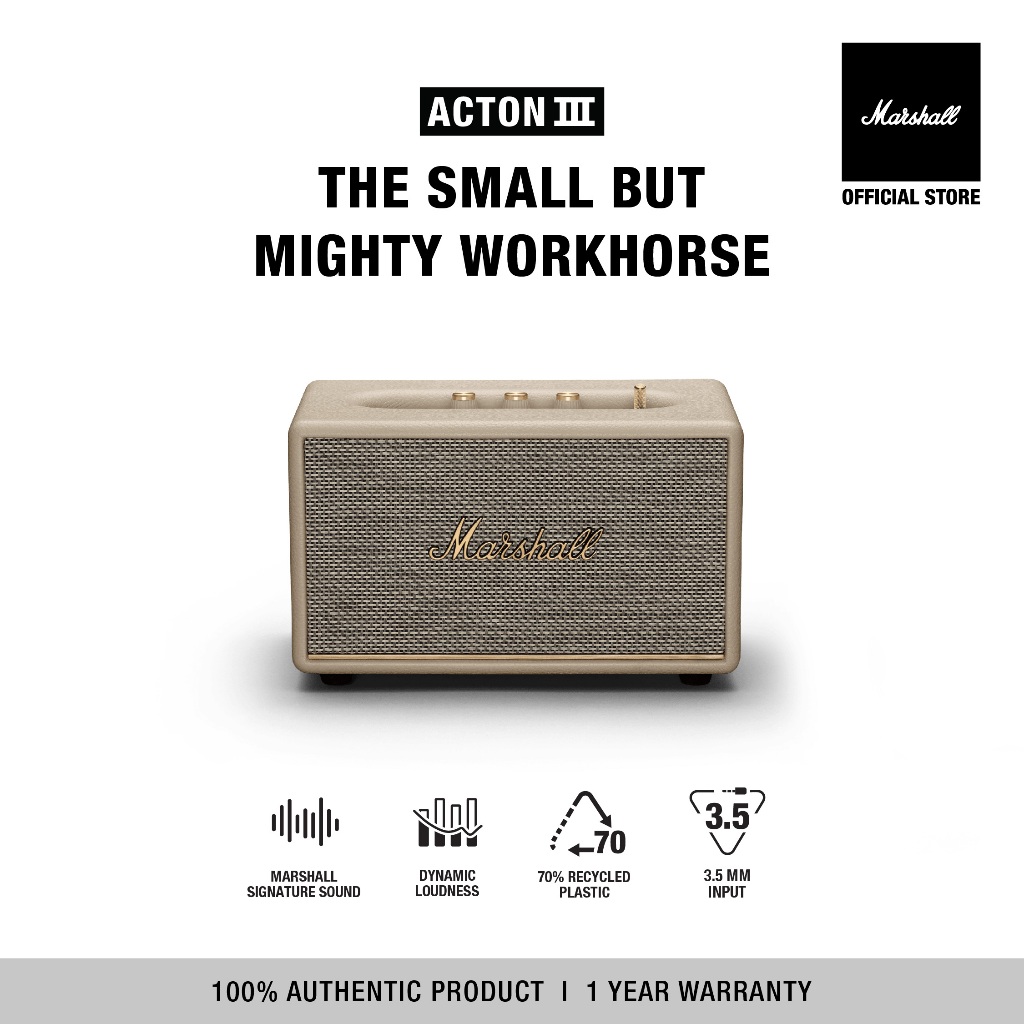 MARSHALL Acton III Cream -  รับประกัน 1 ปี + ส่งฟรี - ลำโพงบลูทูธ ลำโพง marshall ลําโพง bluetooth