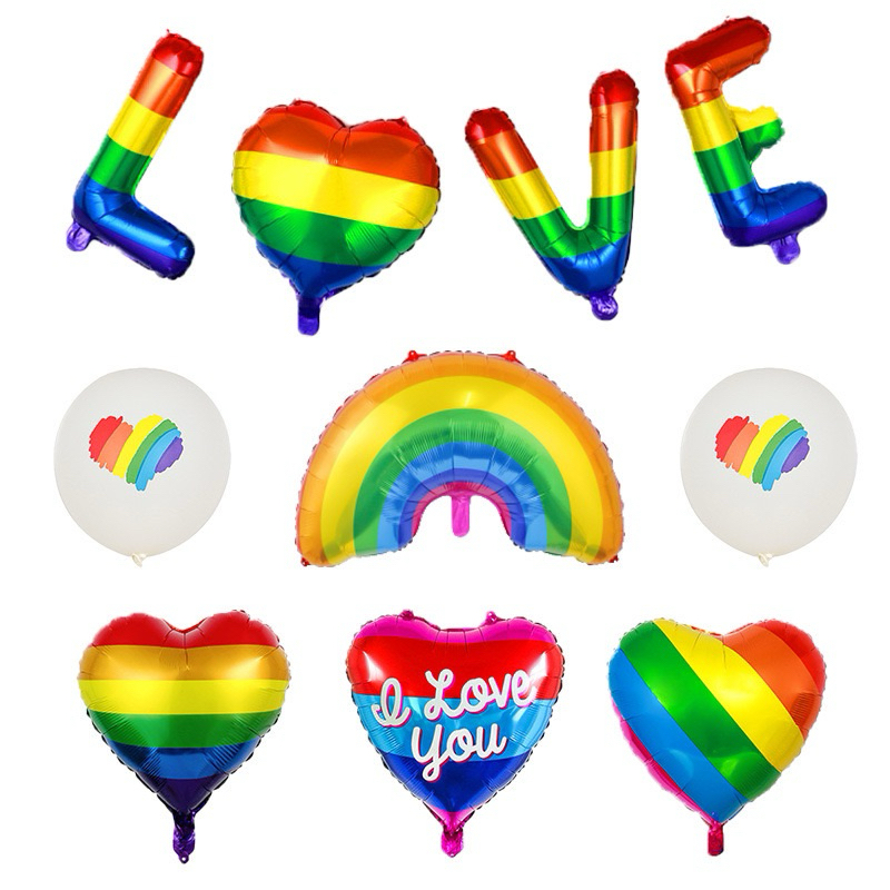 ลูกโป่งลายรุ้ง Rainbow หัวใจสีรุ้ง ขนาด18นิ้ว,24นิ้ว ธีมสีรุ้ง ฟอยล์สีสดใส