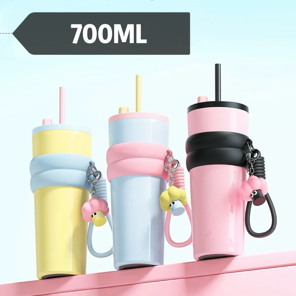 【พร้อมส่ง】กระติกเก็บความร้อน710ML สแตนเลส316 พร้อมหลอด เก็บร้อน-เย็นได้นาน กระติกกาแฟพกพาสะดวก Onesuper