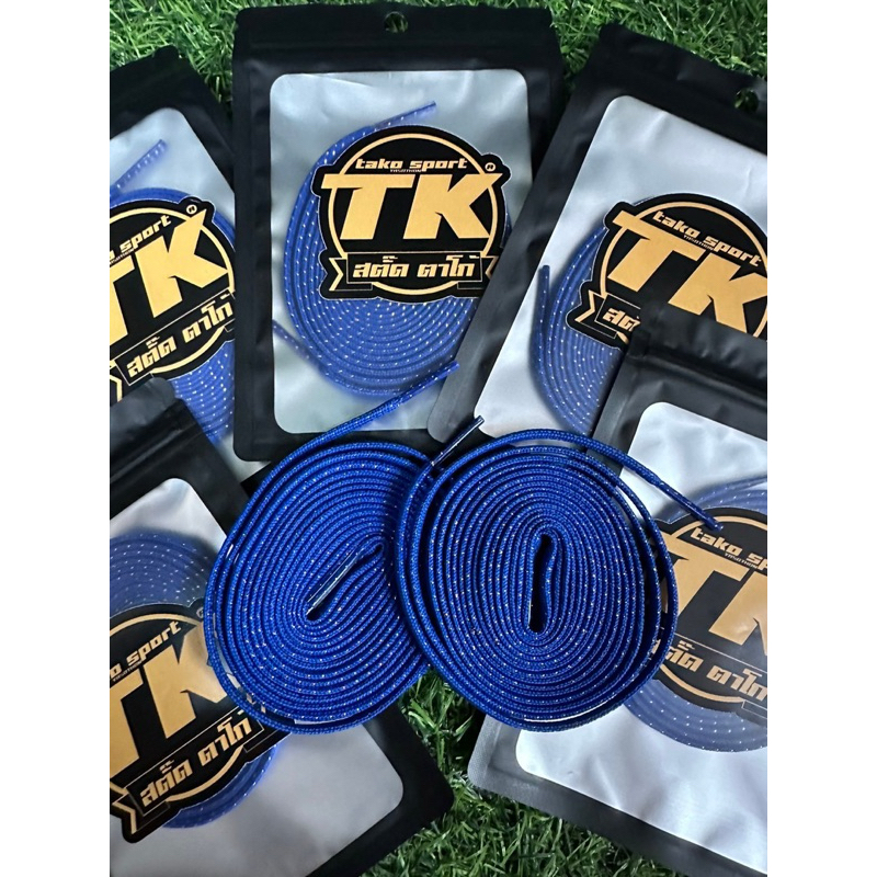 เชือกรองเท้าTKขนาด 3MM ยาว 120cm สีพื้นแต่งดิ้นเงิน ดิ้นทอง