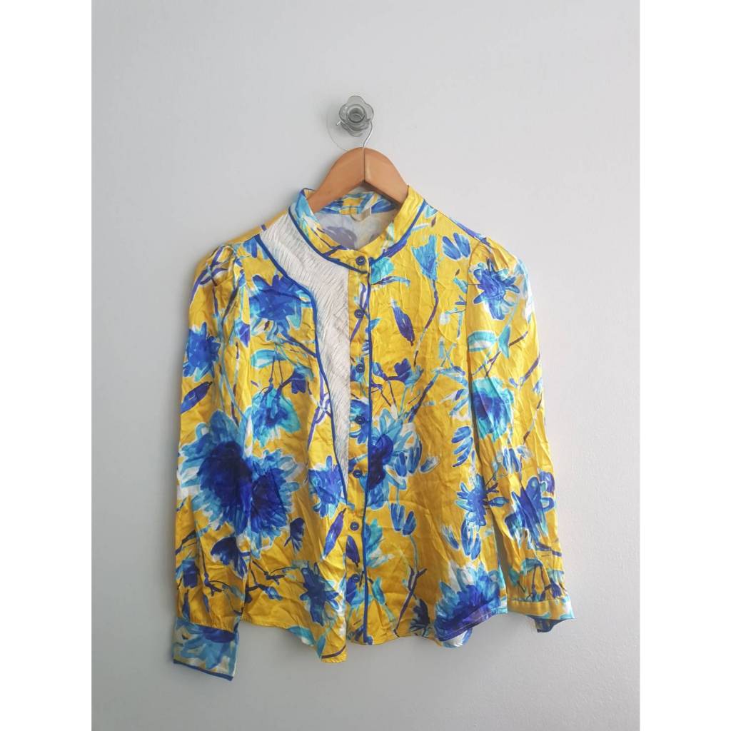 เสื้อผ้าโพลี แต่งชีฟองย่น สไตล์วินเทจ คอจีน VOA M 34/22