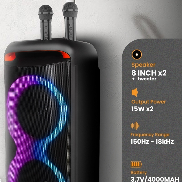 ลำโพงบลูทูธ SAAG รุ่น BLAZE Speaker ลำโพงปาร์ตี้ไร้สาย พร้อมไมค์ มีไฟ LED ลำโพงเสียงดี ลำโพงคาราโอเก