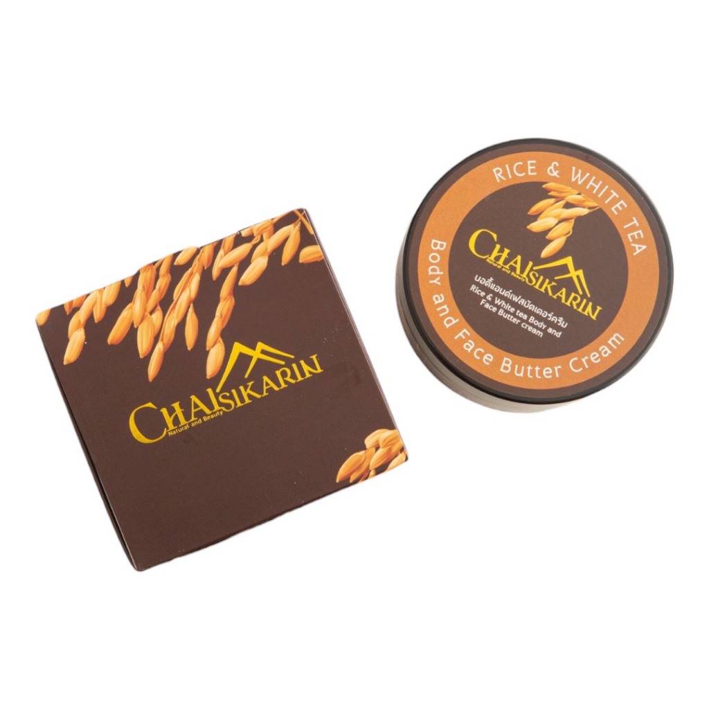 Chaisikarin - ชัยศิขริน - บอดี้แอนด์เฟสบัตเตอร์ครีมสูตรสารสกัดข้าวและชาขาว 180 g.(กล่องบรรจุ)