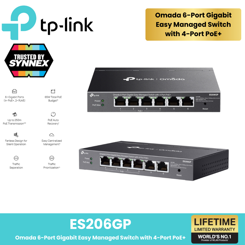 TP-Link  ⚡️สวิตซ์ฮับ POE⚡️ ES206GP ES210GMP ES220GMP ผลิตภัณฑ์ใหม่ Omada 6-20 Port Gigabit Easy Mana
