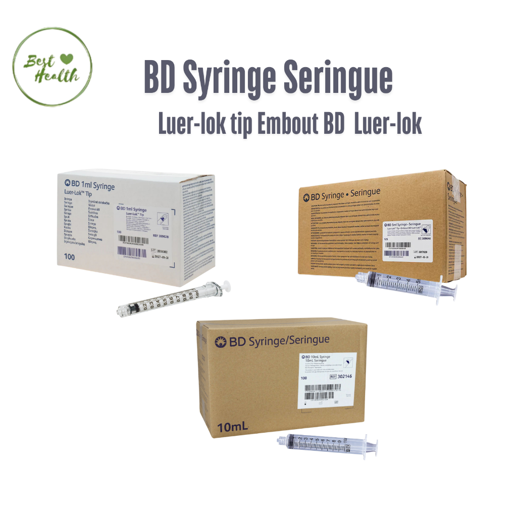 ( ยกกล่อง ) BD Syringe Luer Lock ไซริงค์ยี่ห้อ BD หัวล็อค 1ml./5ml./10ml.