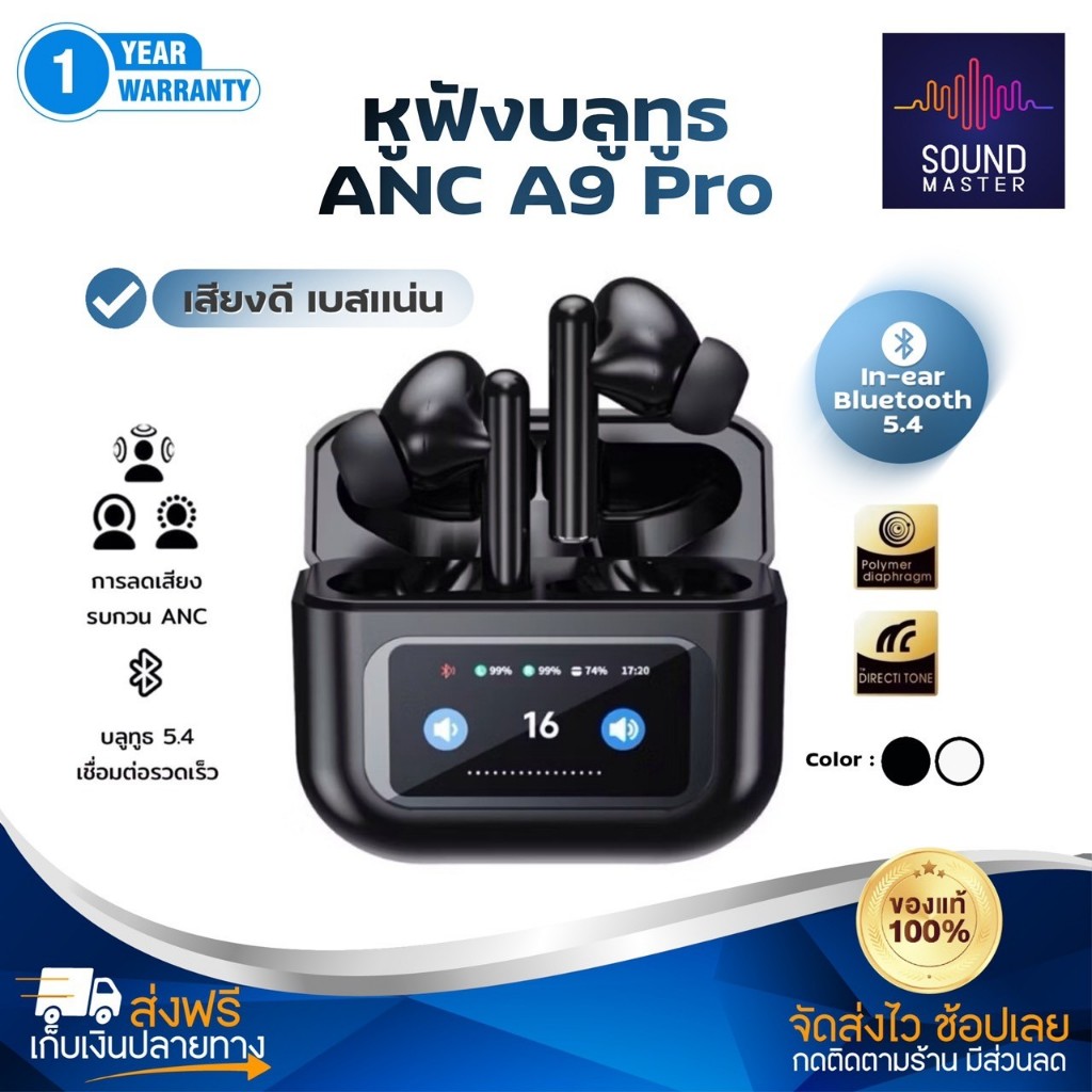 ประกัน 1ปี หูฟังบลูทูธ ANC A9 Pro bluetooth หูฟังไร้สาย tws ส่