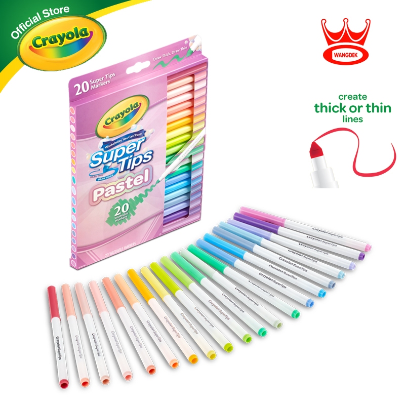 Crayola Supertips Washable Pastel Marker 20 Colors ปากกา สีเมจิกซุปเปอร์ ทิปส์ ล้างออกได้ 20 สี พาสเทล 58-7516