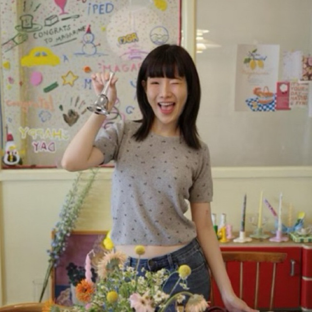 ส่งต่อ mon2sun🌝 เสื้อดอกไม้ไหมพรม⋱สีเทา