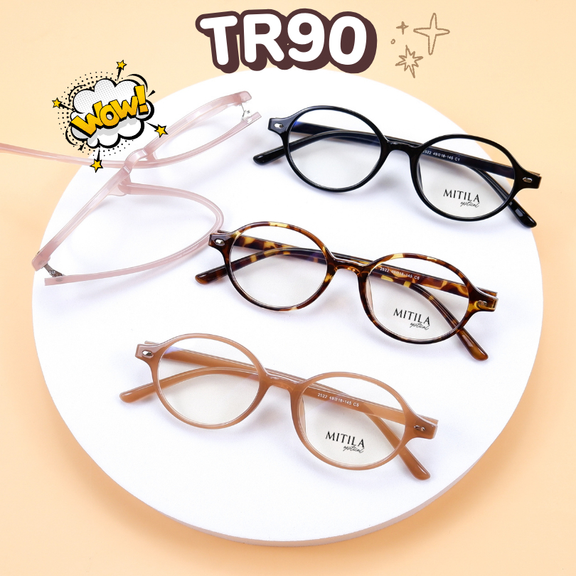 กรอบแว่นตา TR90  ดัดงอได้,น้ำหนักเบา​ มีบริการตัดเลนส์สายตา รุ่น 2522