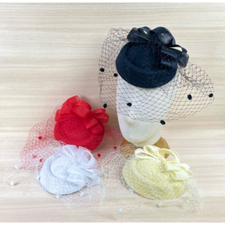 กิ๊บหมวกผู้ดีอังกฤษตะข่าย โบว์ดอกไม้2ชั้น🌟✨