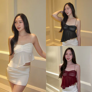 Bella top by shewear.bkk สายเดี่ยวผ้าซีทรูเพชร