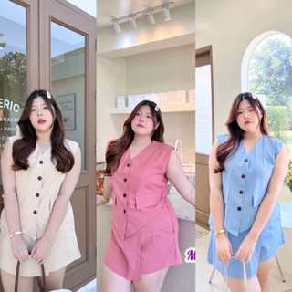 Set 2 ชิ้น เสื้อแขนกุด+กางเกงกระโปรง METANGShop สาวอวบ อก38-…