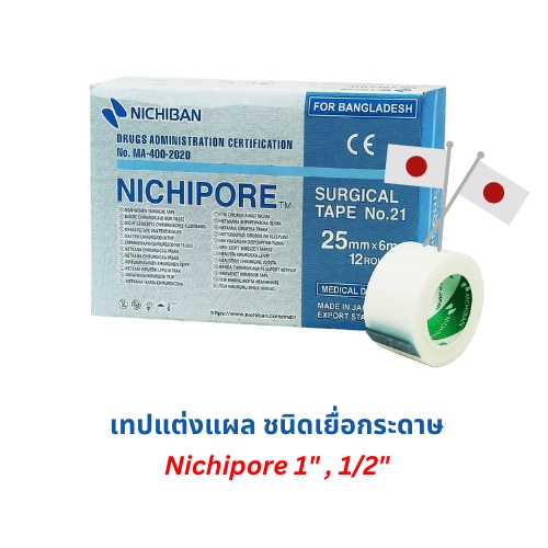เทปแต่งแผลสำหรับผิวแพ้ง่าย ชนิดเยื่อกระดาษ Nichipore