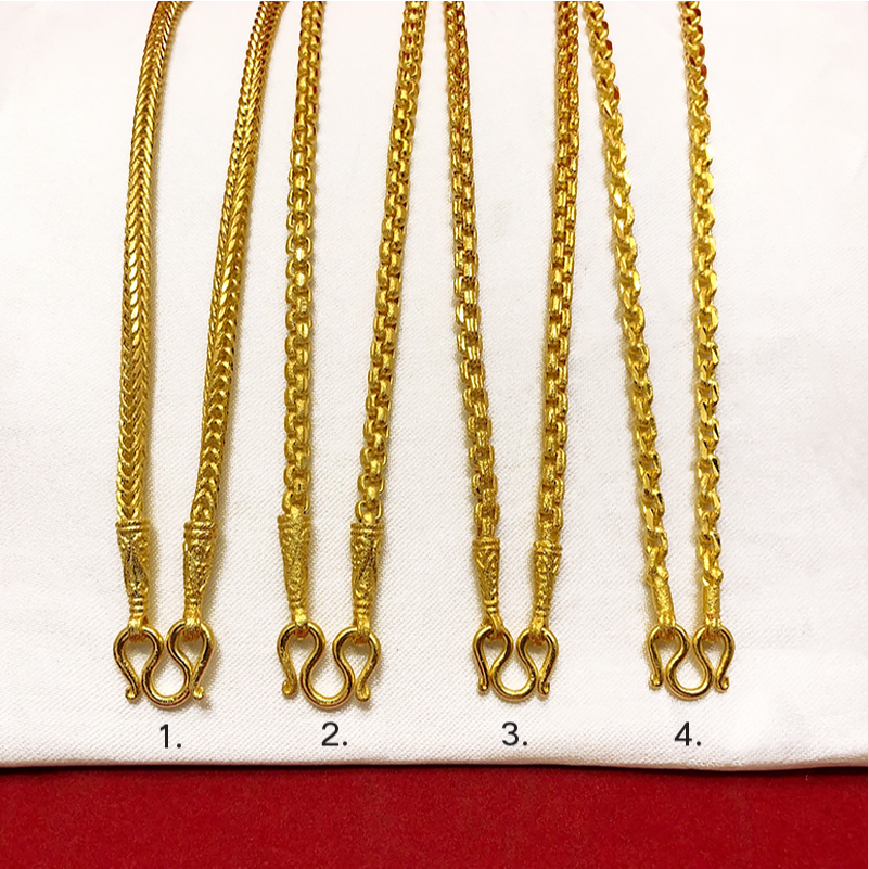 สร้อยคอทอง เทียบเท่า 2 บาท ความยาว 24 นิ้ว ลายคตกิต โซ่ สี่เสา ผ่าหวายมน ทองชุบ หุ้มเศษทอง ใส่แทนของจริง แฟชั่น พร้อมส่ง