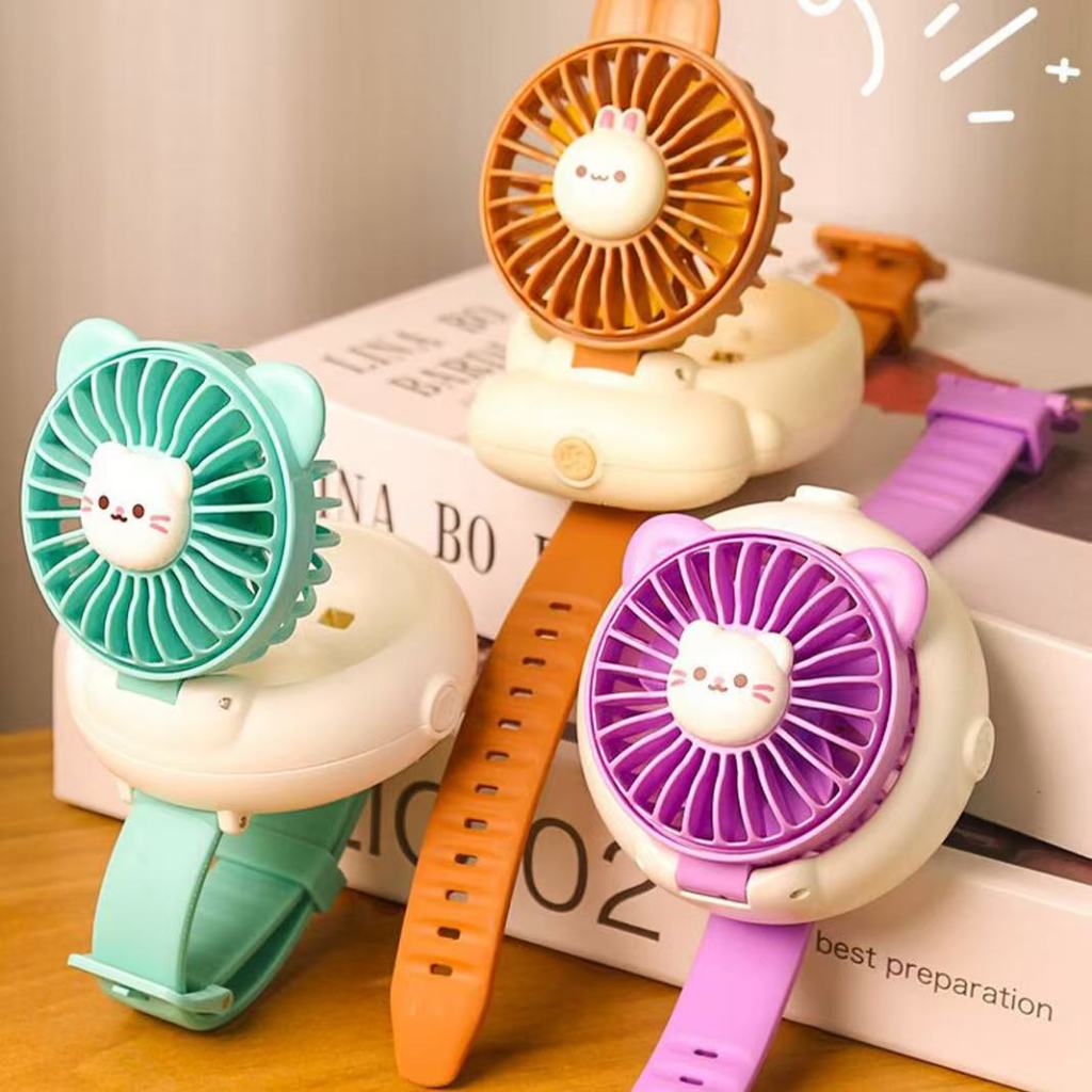 พัดลมนาฬิกา USB แบบพกพา พัดลมข้อมือ น่ารัก  การ์ตูน ข้อมือ พัดลม ของขวัญ น่ารัก