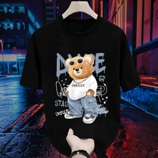 เสื้อไซส์ใหญ่พิเศษ เสื้อยืด Fat Man คอกลม ผ้านุ่ม ใส่สบาย เย็นสบาย ลายหมีฮิปฮอป