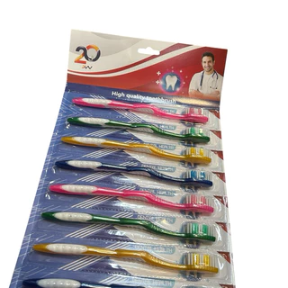 แปรงฟันแผง คละสี แผงละ 12 ชิ้นลายแปรงสีฟันแต่ละรอบจะไม่เหมือนกัน แล้วแต่รอบ