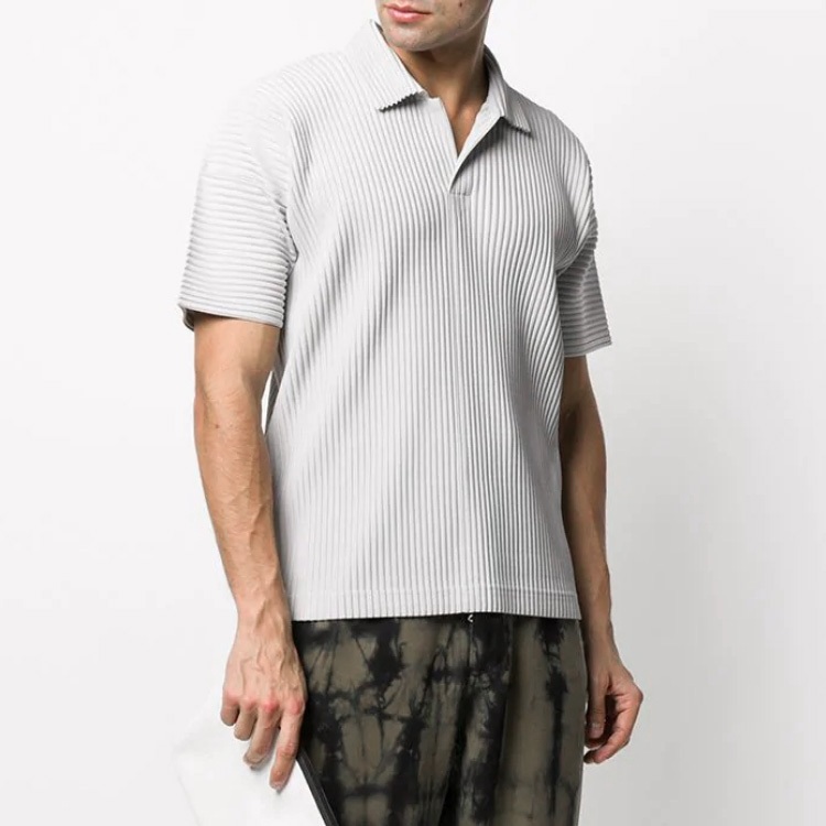 Issey Miyake homme plisse JM030 casual loose fit shorts + polo shirt summer wear suit set