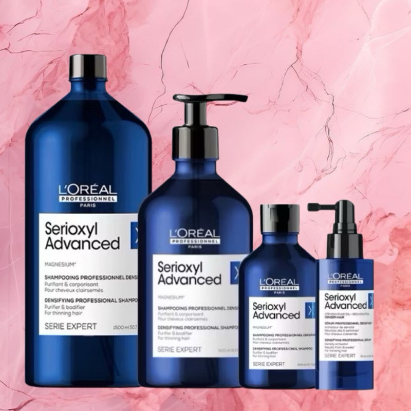 LOREAL Serioxyl Advanced 90 300 500 1500 ML.แชมพู และ เซรั่มหยดหนังศรีษะ ลดการหลุดร่วงเส้นผม