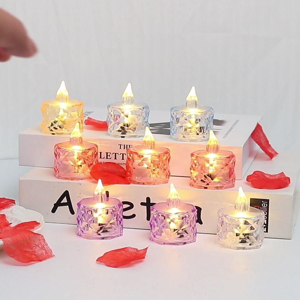 เทียนอิเล็กทรอนิกส์กลมแสงสีอ่อนสวยงาม เทียนใช้ไฟ สำหรับประดับทางเดินร้านนวดไทยและโรงแรม ของขวัญงานแต่งงาน