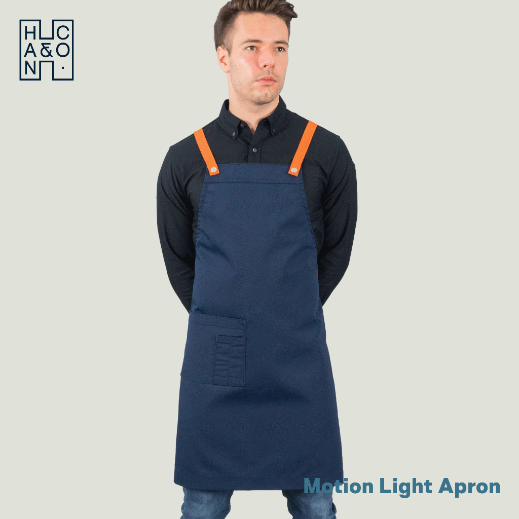 Han&Co. Motion Light Apron - NAVY BLUE ผ้ากันเปื้อนเต็มตัวสายไขว้หลังรุ่น Motion Light สีน้ำเงินNAVY BLUE เนื้อผ้าพิเศษ