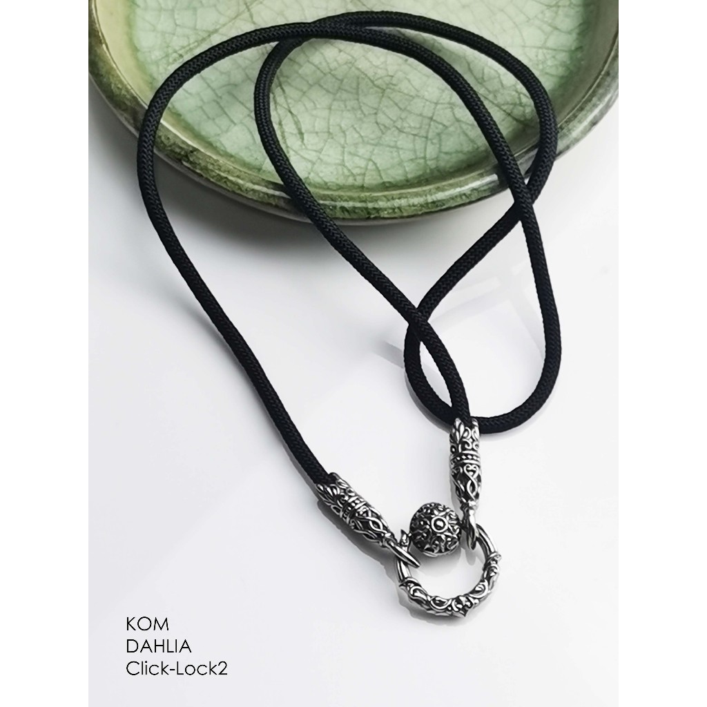 KOM Dahlia whitebrass rope necklace with Click-Lock 2 Spring รักเร่ สร้อยเชือก ไวท์บราสสปริงคลิกล็อก