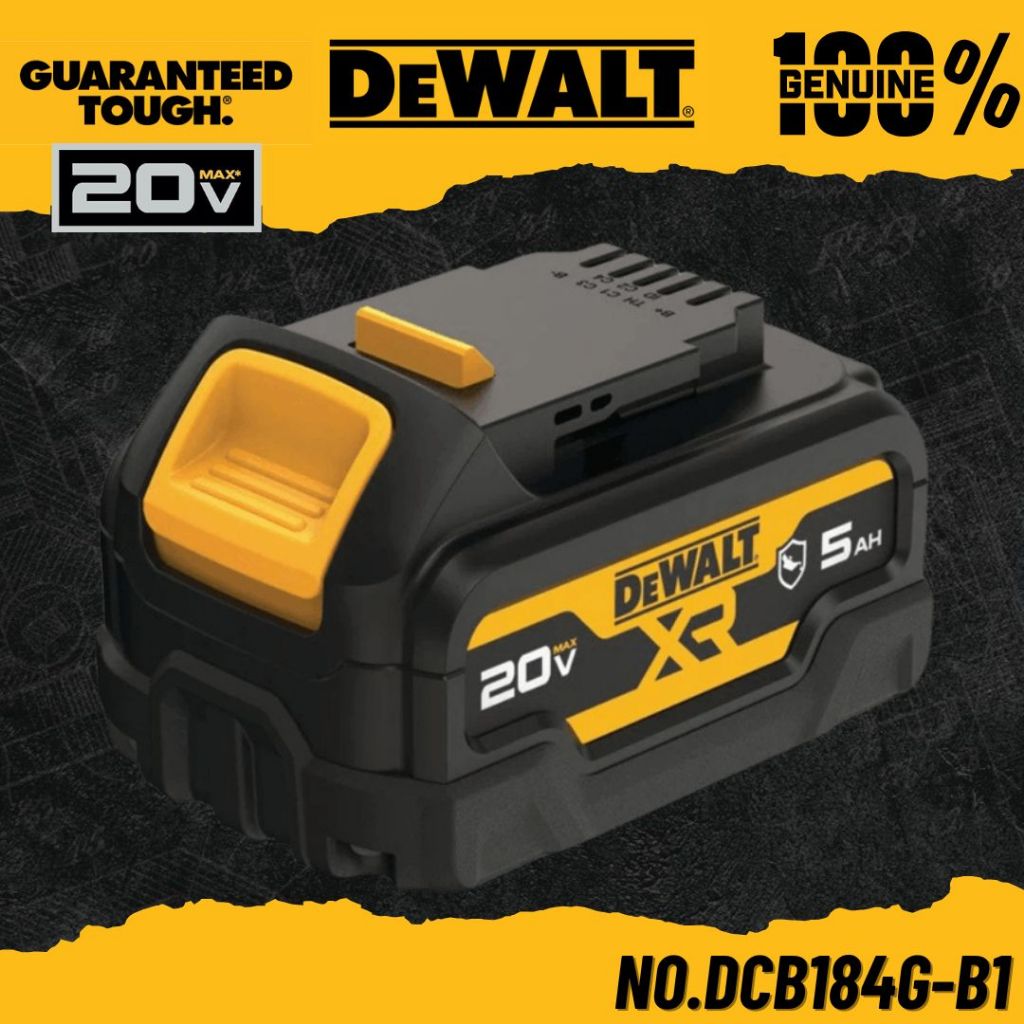 DEWALT แบตเตอรี่ 18V(20V Max) ความจุ 5.0AH รุ่นทนน้ำมัน No.DCB184G-B1