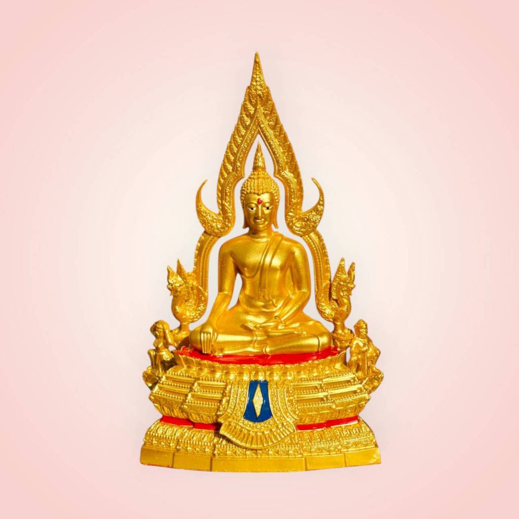 พระพุทธชินราช สีทอง เนื้อไฟเบอร์กลาส ขนาดหน้าตัก 3 นิ้ว ฐาน 5.2 นิ้ว สูง 9 นิ้ว [พิมพ์ใหม่-ทอง]