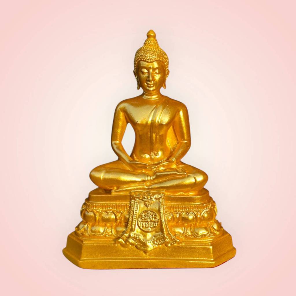 พระพุทธรูป ปางสมาธิ ฐานดอกบัว สีทอง หน้าตัก 3 นิ้ว ฐาน 4 นิ้ว สูง 5.5 นิ้ว [ทอง]