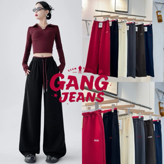 Gang_jeans#1070(K)กางเกงขายาวทรงกระบอก ขอบทูโทน เอวยางยืด ผู…