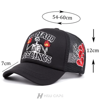 หมวกเบสบอล การออกแบบตาข่ายระบายอากาศ ปักลายตัวอักษร สไตล์เกาหลี trucker cap สําหรับผู้หญิง และผู้ชาย สามารถปรับได้ เหมาะ