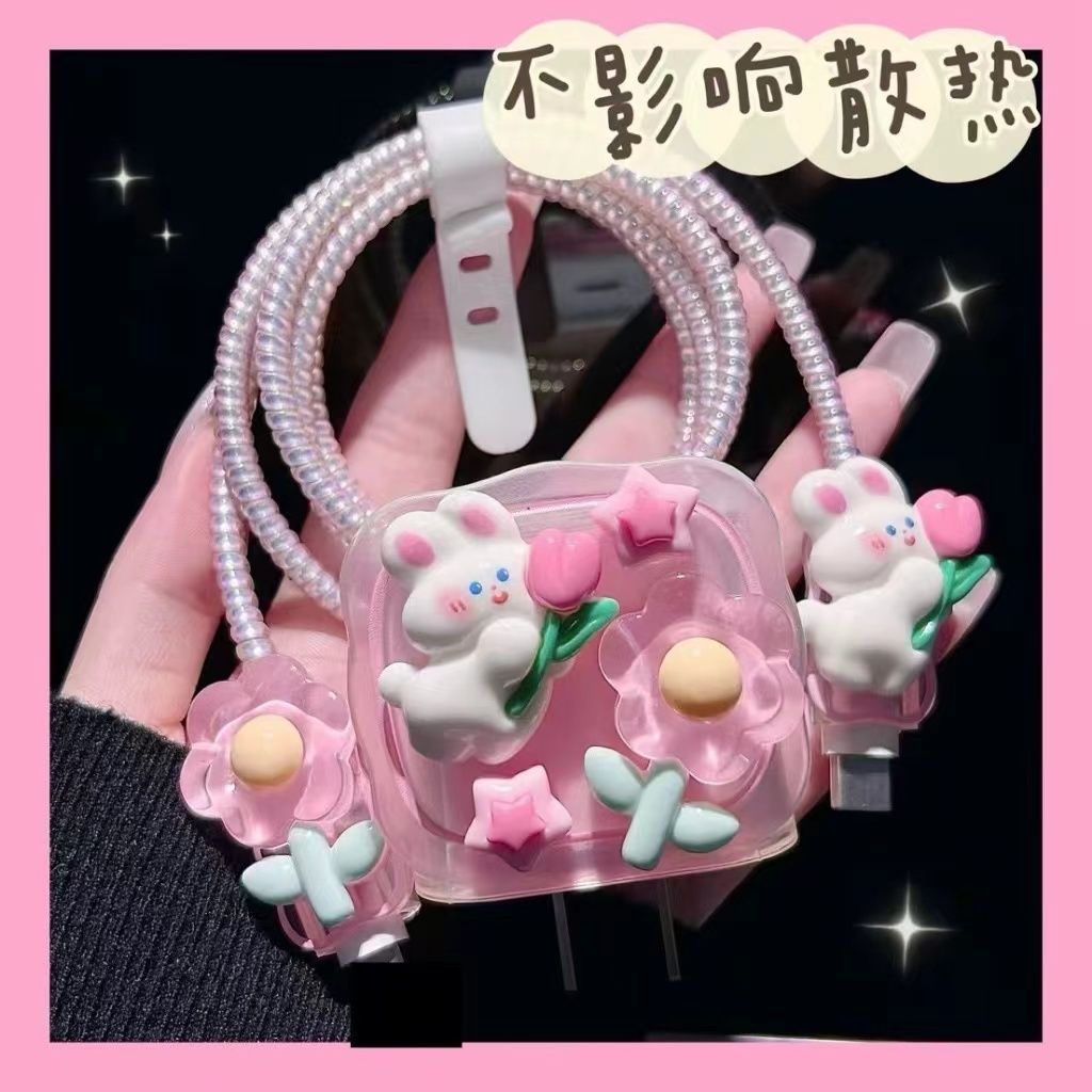 ชุดแต่งถนอมสายชาร์จ หัวชาร์จ สําหรับชาร์จ Power Adapter 18W/20W (1เซตมี5ชิ้น ) ลายการ์ตูนน่ารักๆ - รูปที่ 2