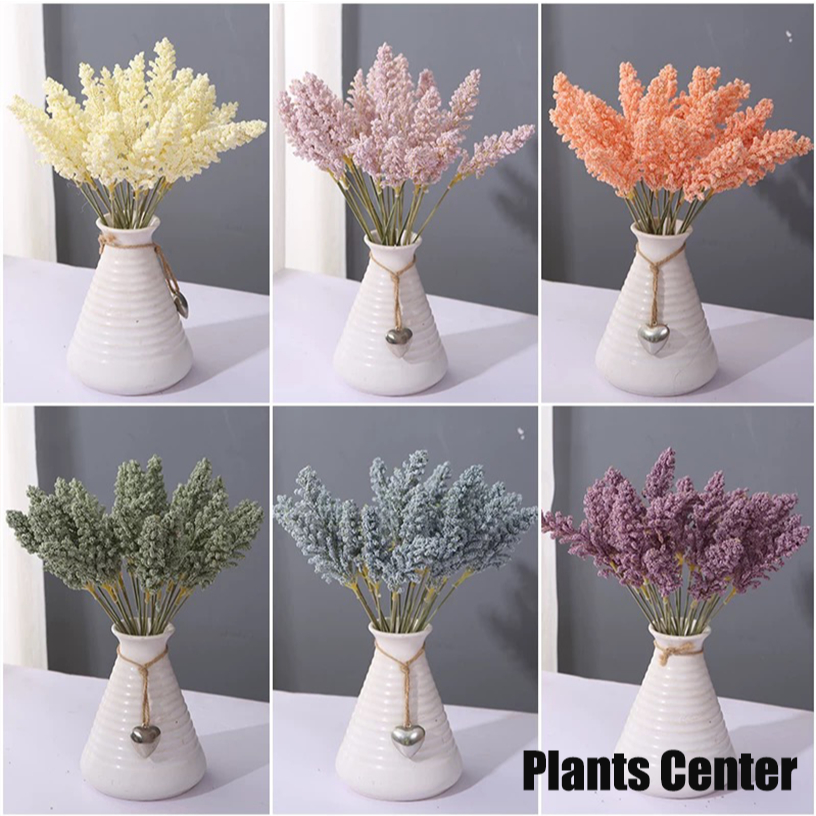 Plants Center P002 (ราคา1 ช่อ 6 ชิ้น) ช่อดอกลาเวนเดอร์ ดอกไม้ประดิษฐ์ สำหรับตกเเต่ง ดอกไม้ปลอม ดอกไม้แห้ง
