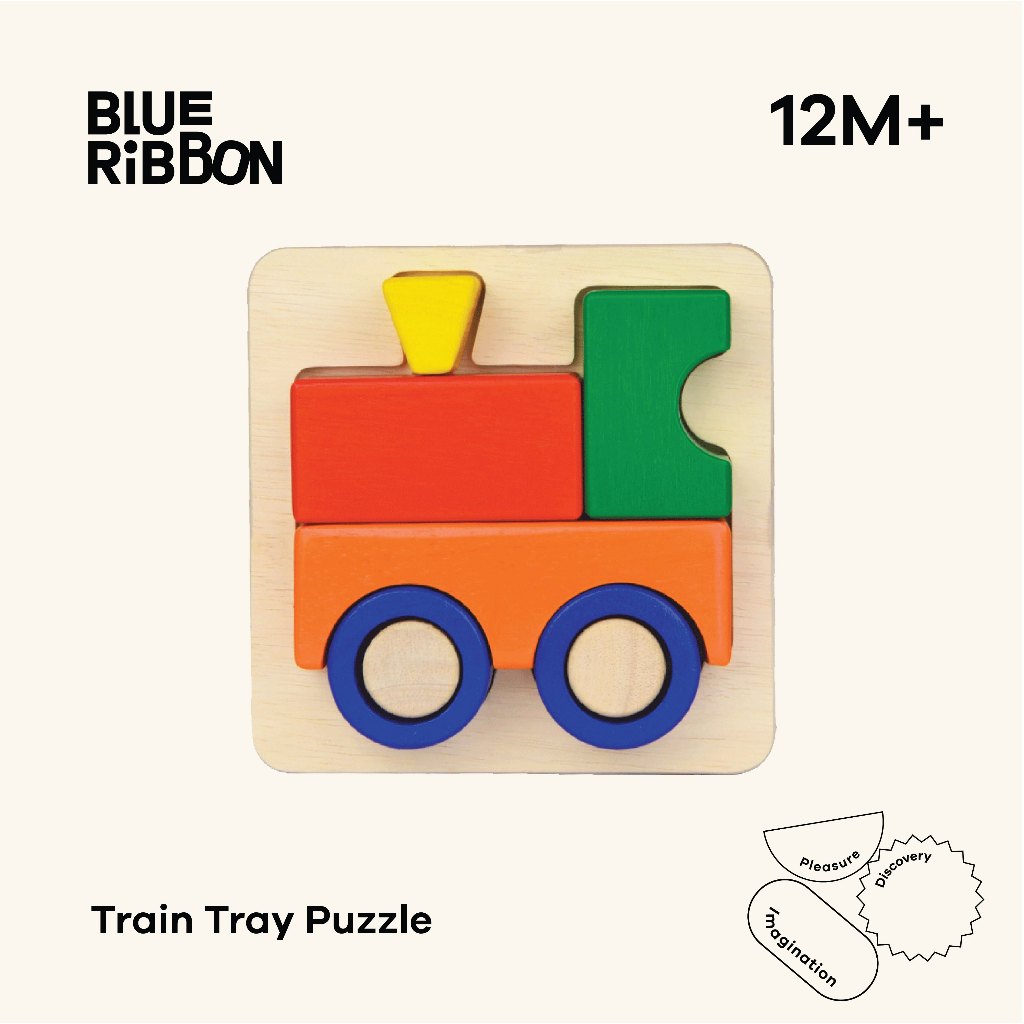 Blue Ribbon Toys ปริศนาถาดรถไฟ (TRAIN TRAY PUZZLE) บล็อกไม้เสริมพัฒนาการ จับคู่รูปทรงและสร้างสรรค์จินตนาการ