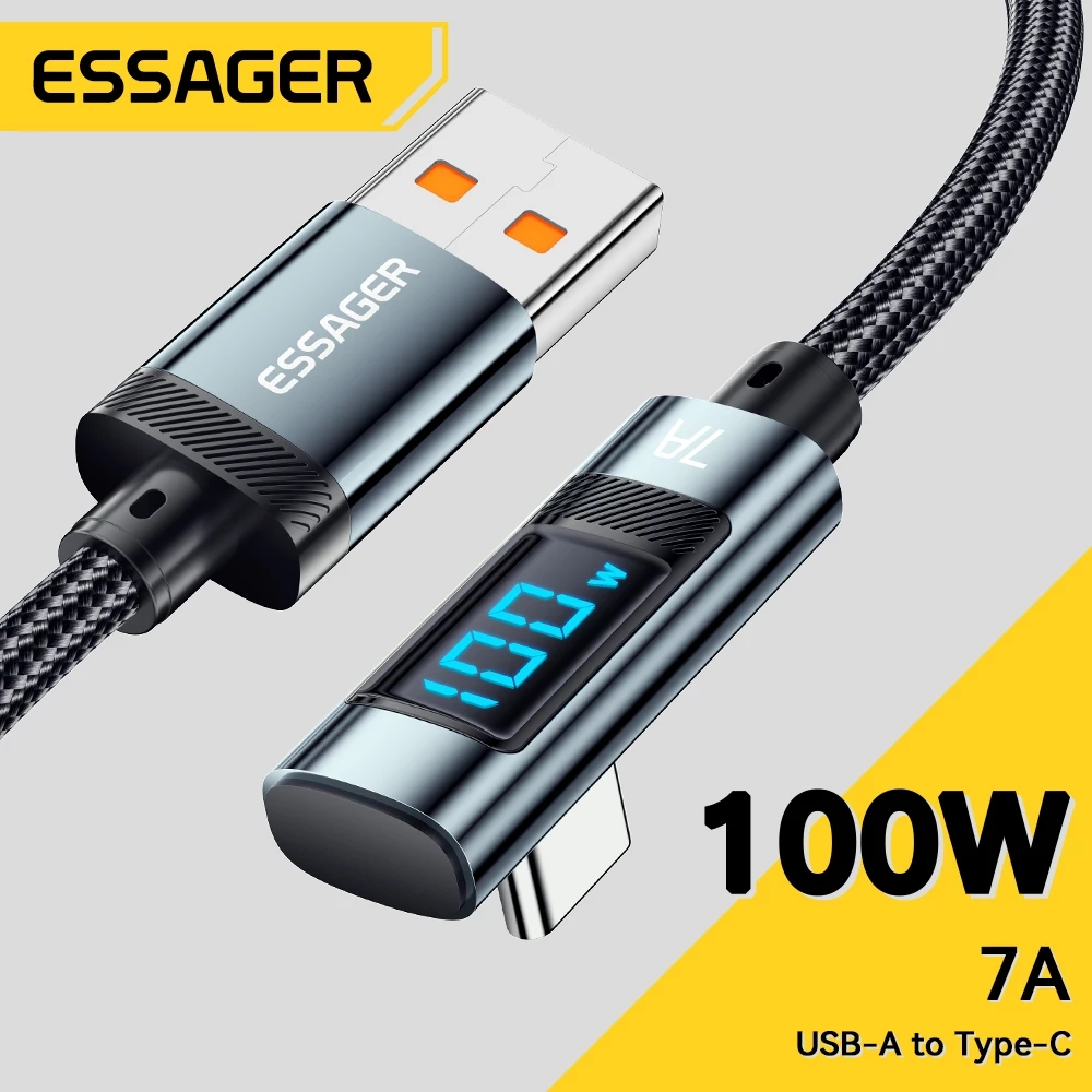 Essager PD 100W 7A USB ไปพิมพ์ C สายเคเบิลจอแสดงผลที่ชาร์จไฟรวดเร็ว USB USB C สายสำหรับข้อมูลหัวเว่ย Samsung Xiaomi