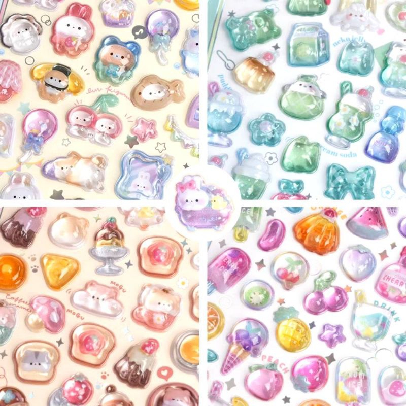 STK001 สติ๊กเกอร์ Bonbon drop นูนใส ลายการ์ตูน 3มิติ