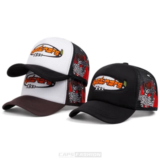 หมวกเบสบอล การออกแบบตาข่ายระบายอากาศ ปักลายตัวอักษร สไตล์เกาหลี trucker cap สําหรับผู้หญิง และผู้ชาย สามารถปรับได้ เหมาะ