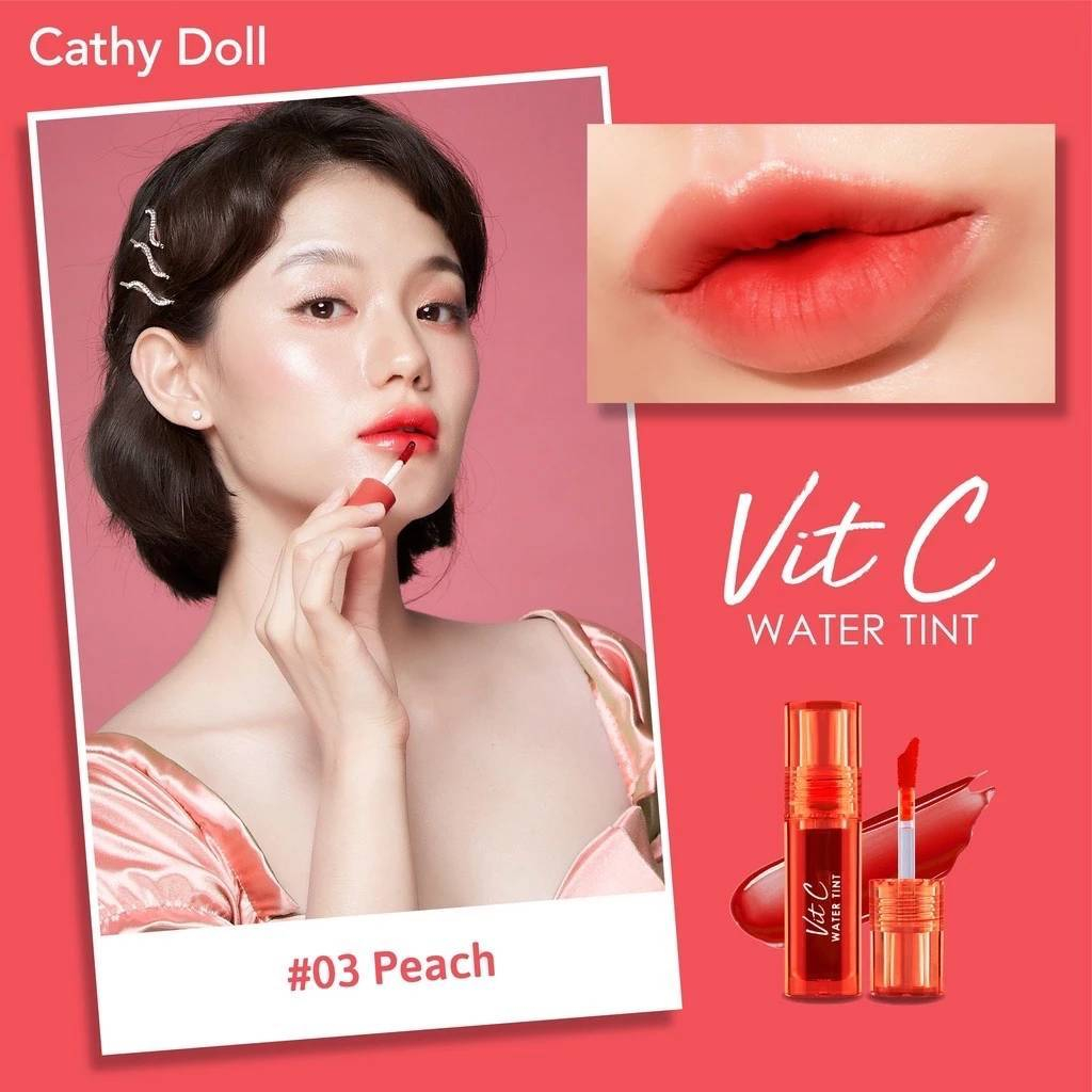 Cathy doll Vit C ลิปทินท์น้ำแร่ สีปากชัด ติดทนยาว สีชัดจูบไม่หลุด เกลี่ยง่าย เบาสบาย